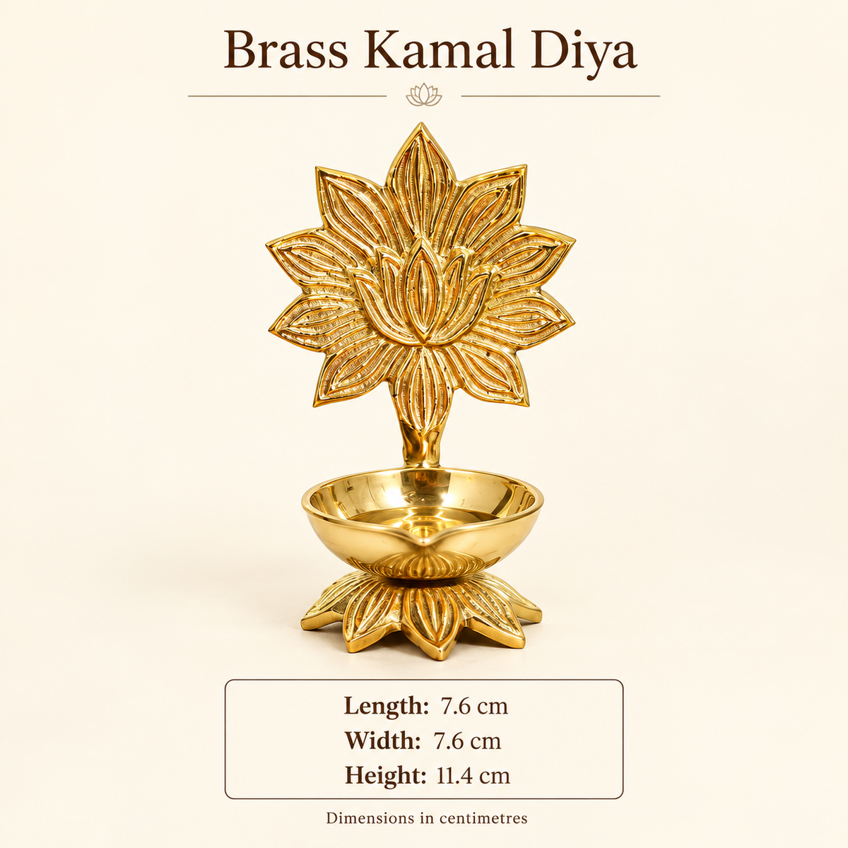 Brass Kamal Diya – dimensions