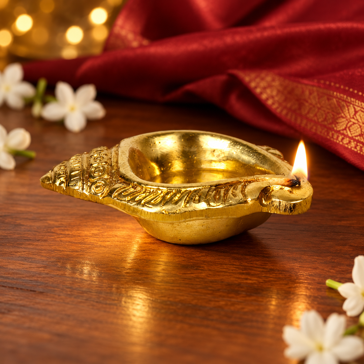 Brass Shankh Diya – festive hero