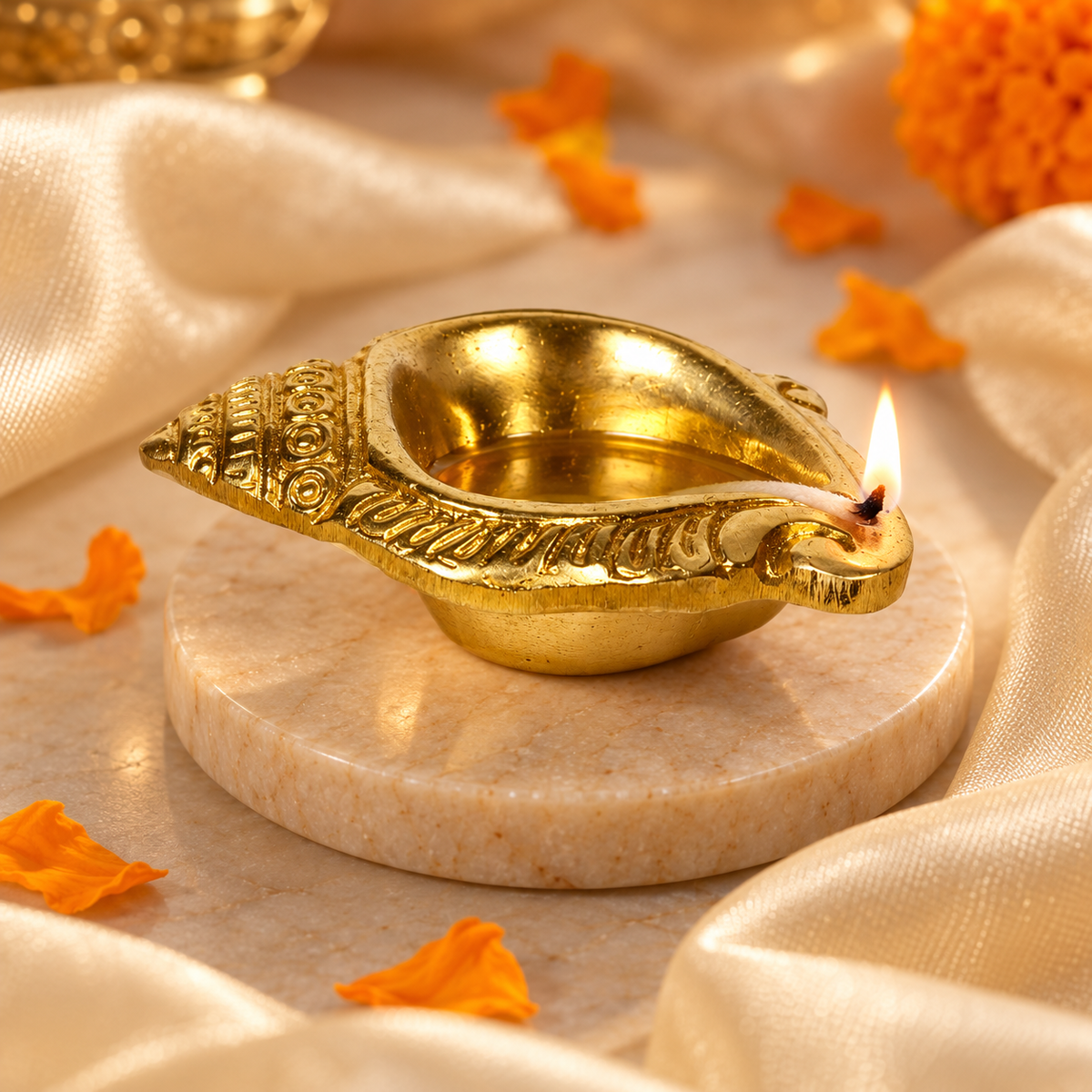 Brass Shankh Diya – ivory lifestyle