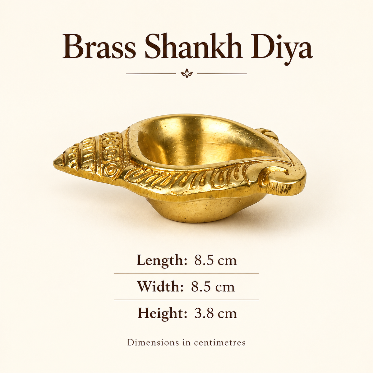 Brass Shankh Diya – dimensions